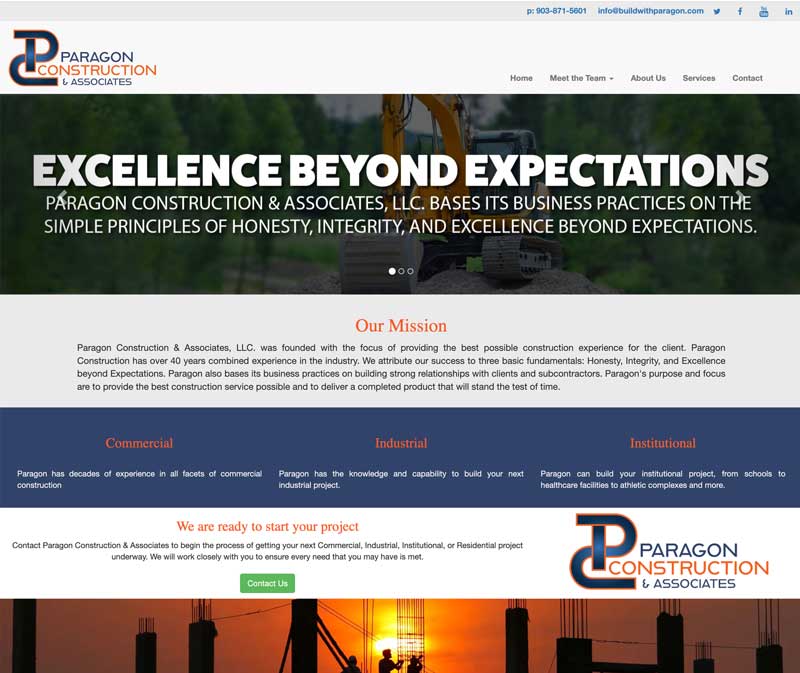 Paragon Construction Website Design
